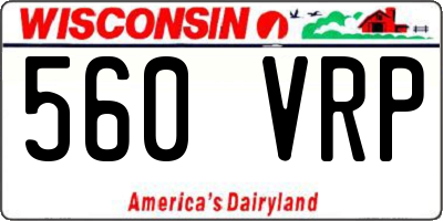 WI license plate 560VRP
