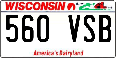 WI license plate 560VSB