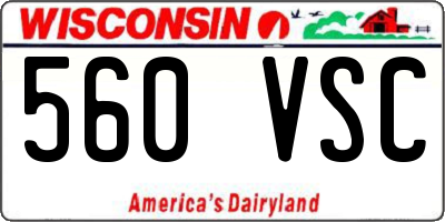 WI license plate 560VSC