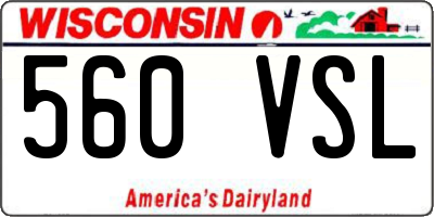 WI license plate 560VSL