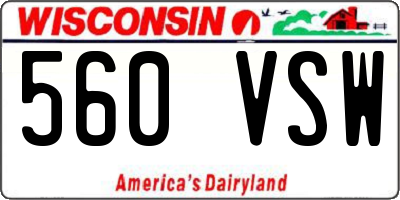 WI license plate 560VSW