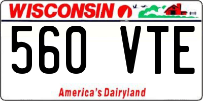 WI license plate 560VTE