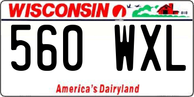 WI license plate 560WXL