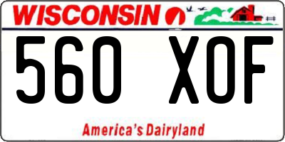 WI license plate 560XOF