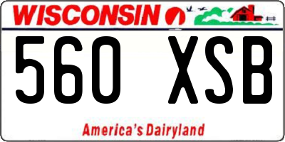 WI license plate 560XSB