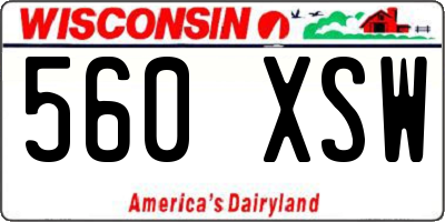 WI license plate 560XSW