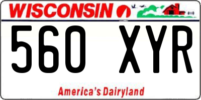WI license plate 560XYR