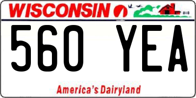 WI license plate 560YEA