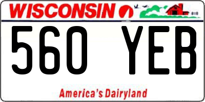 WI license plate 560YEB