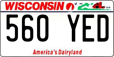 WI license plate 560YED