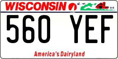 WI license plate 560YEF