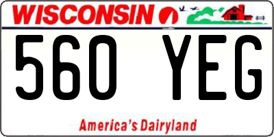 WI license plate 560YEG