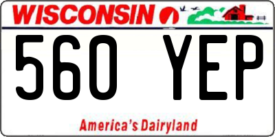 WI license plate 560YEP
