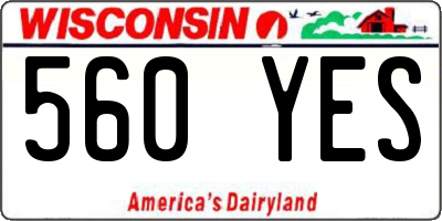 WI license plate 560YES