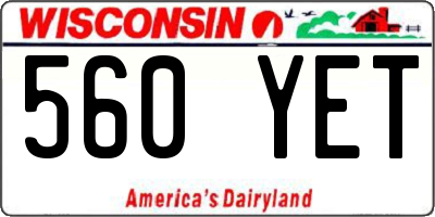 WI license plate 560YET