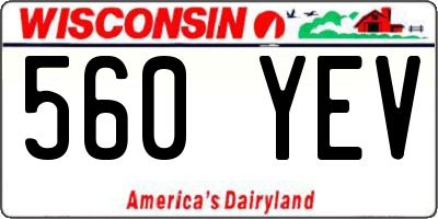 WI license plate 560YEV