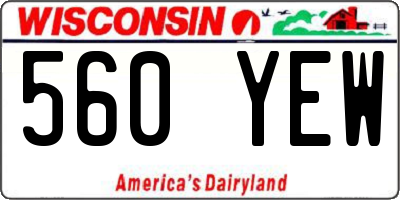 WI license plate 560YEW