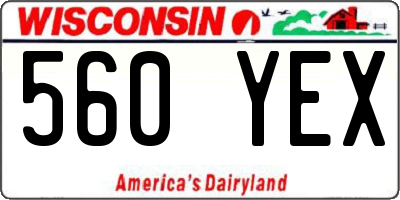 WI license plate 560YEX