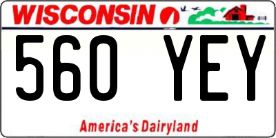 WI license plate 560YEY