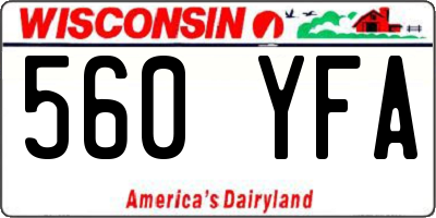 WI license plate 560YFA