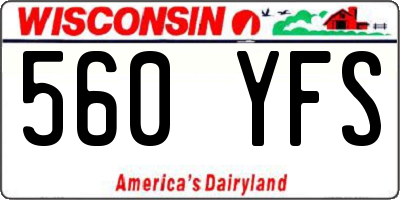 WI license plate 560YFS