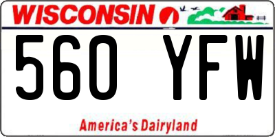WI license plate 560YFW