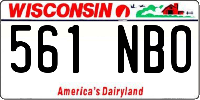 WI license plate 561NBO
