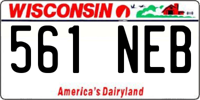 WI license plate 561NEB