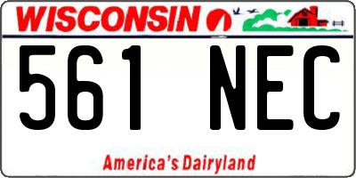 WI license plate 561NEC