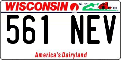 WI license plate 561NEV