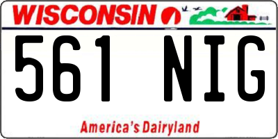 WI license plate 561NIG