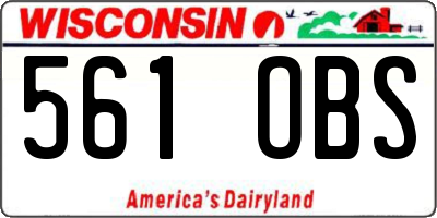 WI license plate 561OBS