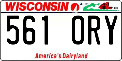 WI license plate 561ORY