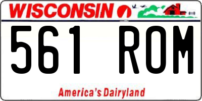WI license plate 561ROM
