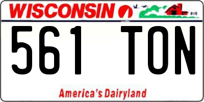 WI license plate 561TON