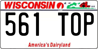 WI license plate 561TOP