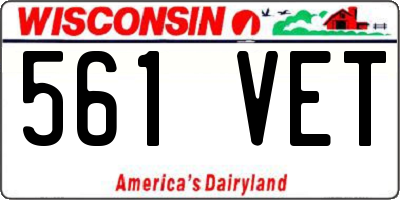 WI license plate 561VET