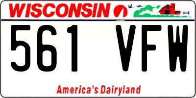 WI license plate 561VFW