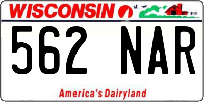 WI license plate 562NAR