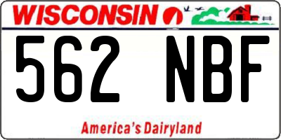 WI license plate 562NBF