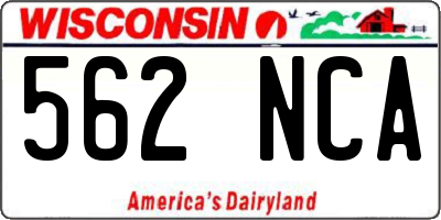 WI license plate 562NCA