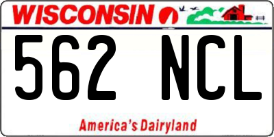WI license plate 562NCL