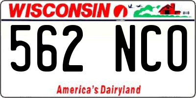 WI license plate 562NCO