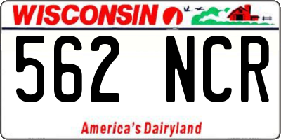 WI license plate 562NCR