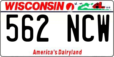 WI license plate 562NCW