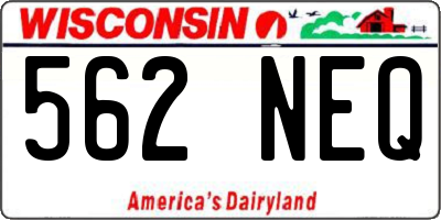WI license plate 562NEQ