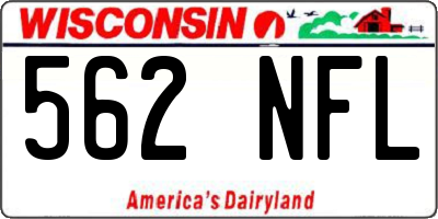 WI license plate 562NFL