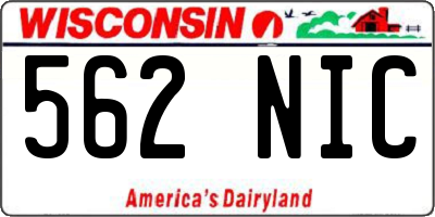 WI license plate 562NIC