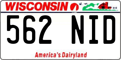 WI license plate 562NID