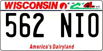 WI license plate 562NIO